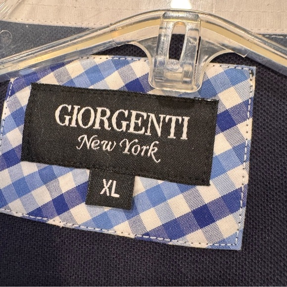 Giorgenti New York Women’s Custom Navy Blue Polo Shirt, Plaid Collar Cuffs Sz XL - Picture 5 of 12